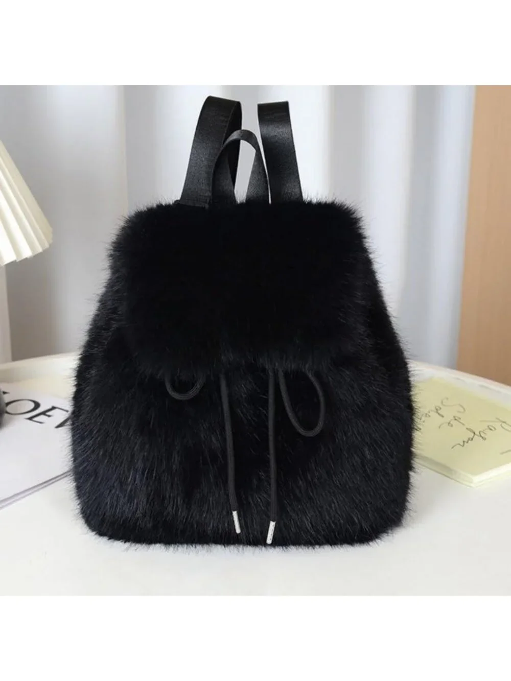 Slouchy Faux Fur Leopard Mini Backpack | Women's Winter Fashion Bag, Fuzzy Style